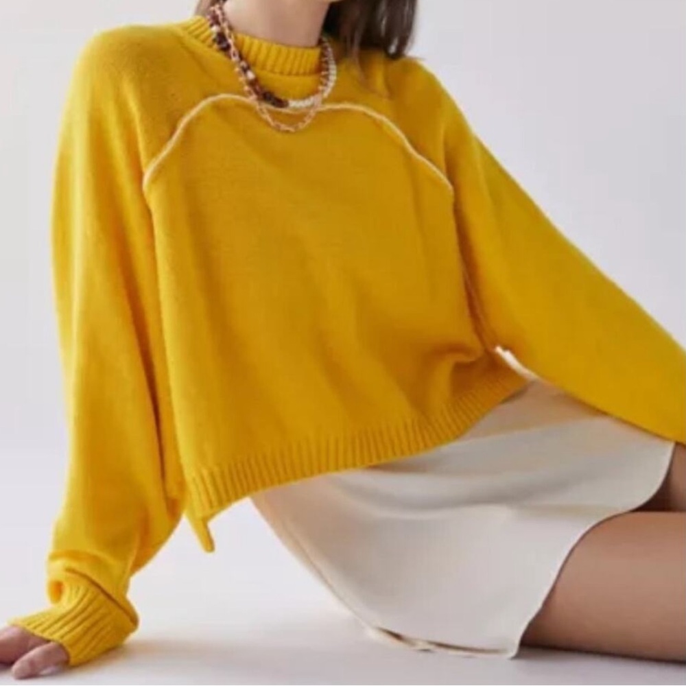 UO BDG Danica Recycled Knit Sweater yellow Urban Outfitters